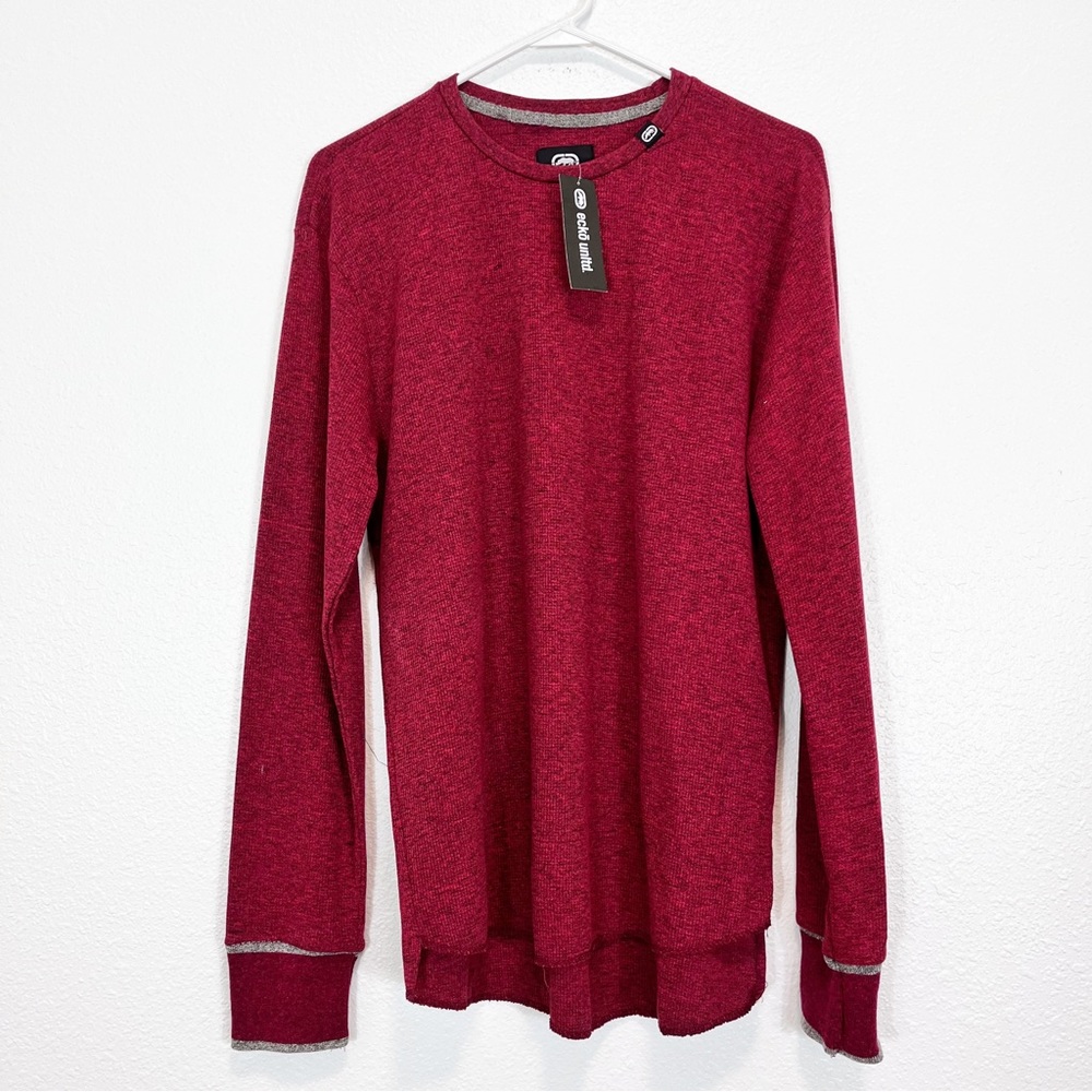 Ecko Unltd. Red Marled Waffle Knit Long Sleeve Thermal Size Large